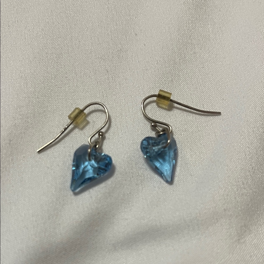 Blue & Silver Dangle Earrings 4 Pairs Floral Heart Drop Earrings Costume Jewelry - Picture 6 of 12